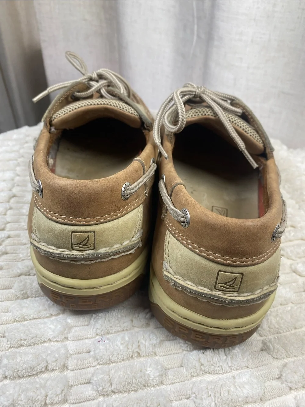 Sperry Top-Sider Billfish 3-Eye Men’s Leather Boat Shoes Tan Beige 10.5M 0799023